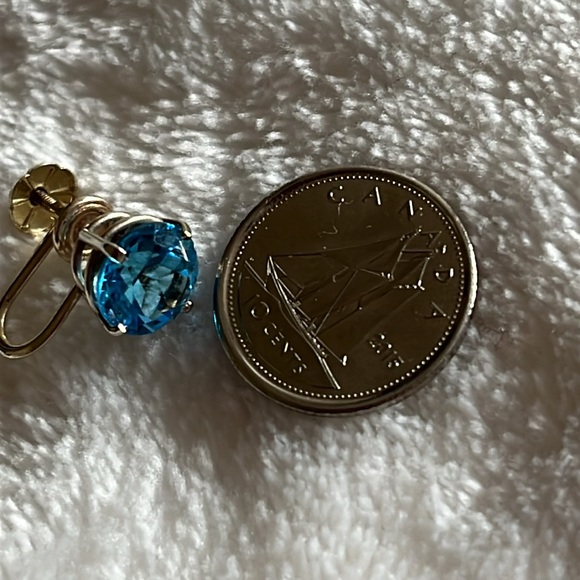 Vintage 14k Blue Topaz Earrings 6cts - Picture 5 of 5